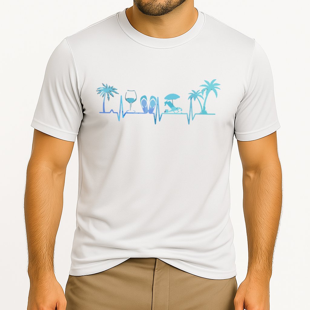 Heartbeat Palm Tree Wine Glass Flipp Flop Summer Lover Performance Shirt