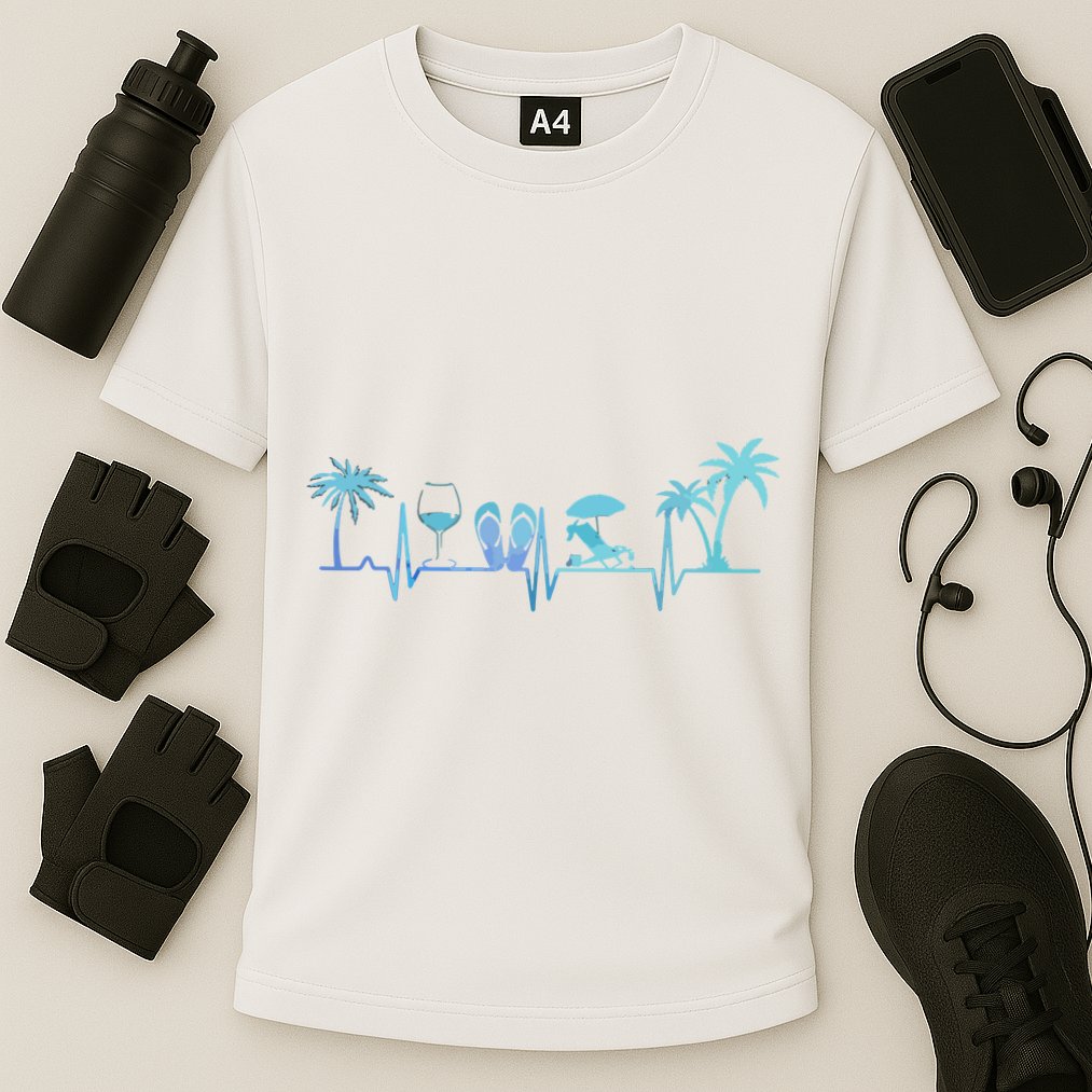 Heartbeat Palm Tree Wine Glass Flipp Flop Summer Lover Performance Shirt