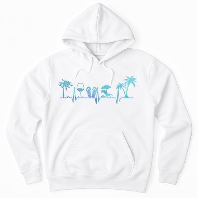 Heartbeat Palm Tree Wine Glass Flipp Flop Summer Lover Hoodie