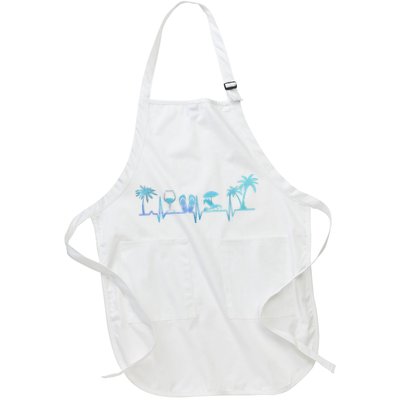 Heartbeat Palm Tree Wine Glass Flipp Flop Summer Lover Apron