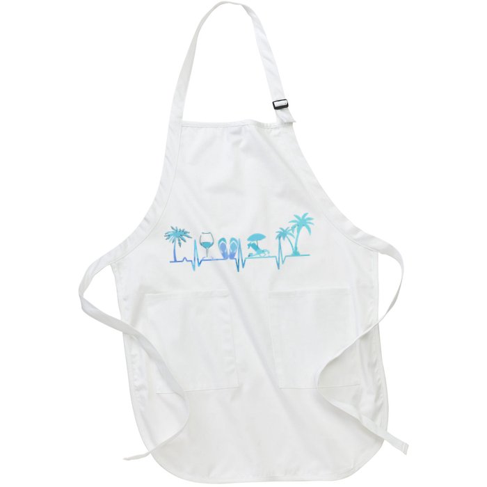 Heartbeat Palm Tree Wine Glass Flipp Flop Summer Lover Apron