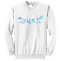 Heartbeat Palm Tree Wine Glass Flipp Flop Summer Lover Sweatshirt