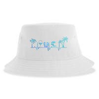 Heartbeat Palm Tree Wine Glass Flipp Flop Summer Lover Sustainable Bucket Hat