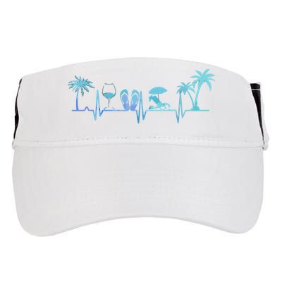 Heartbeat Palm Tree Wine Glass Flipp Flop Summer Lover Adult Drive Performance Visor