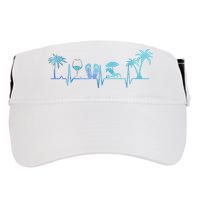 Heartbeat Palm Tree Wine Glass Flipp Flop Summer Lover Adult Drive Performance Visor