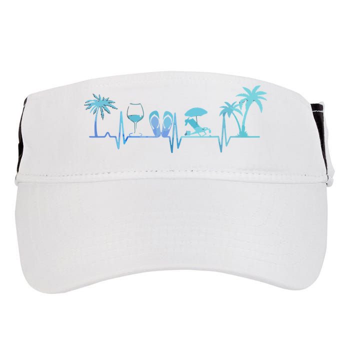 Heartbeat Palm Tree Wine Glass Flipp Flop Summer Lover Adult Drive Performance Visor