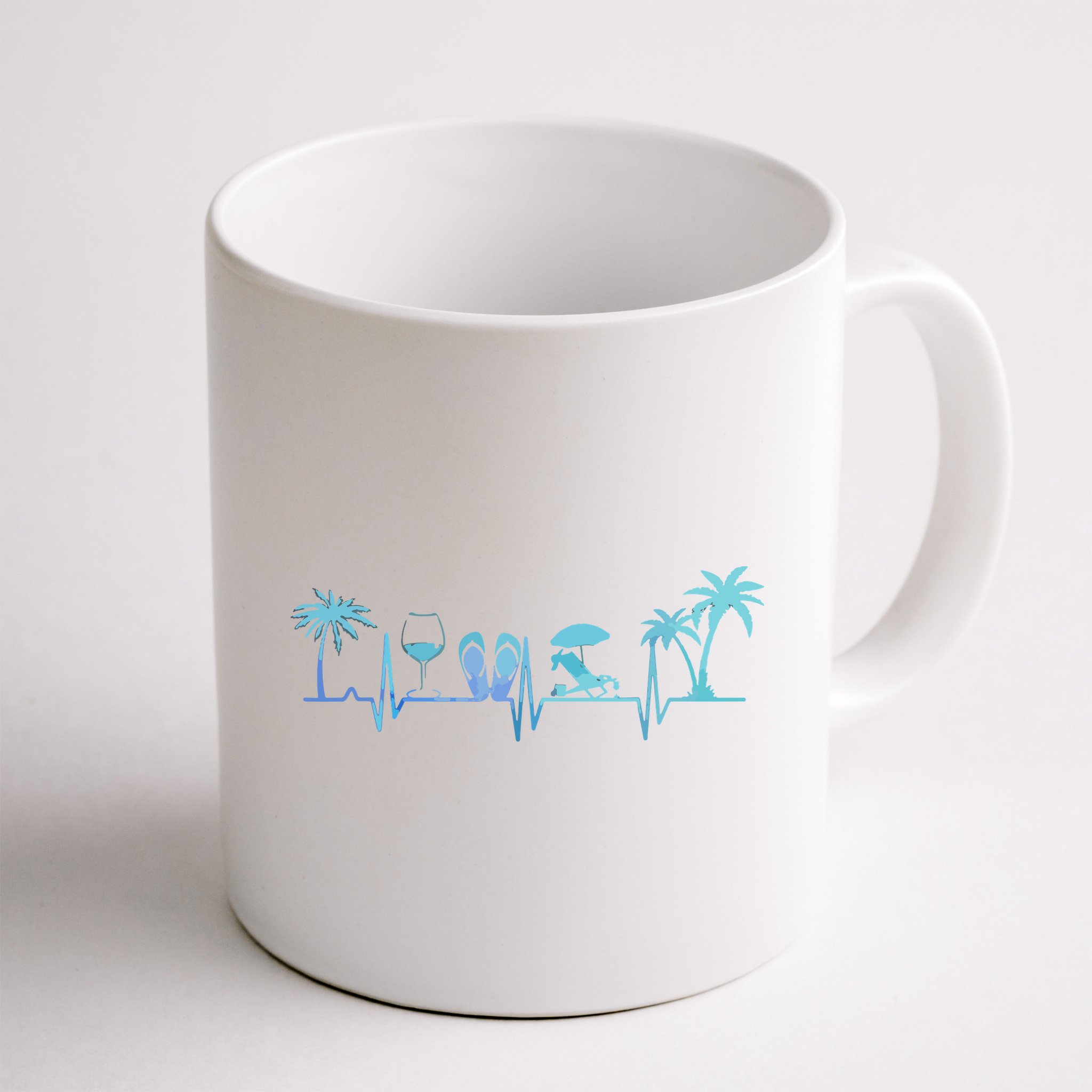 Heartbeat Palm Tree Wine Glass Flipp Flop Summer Lover Mug