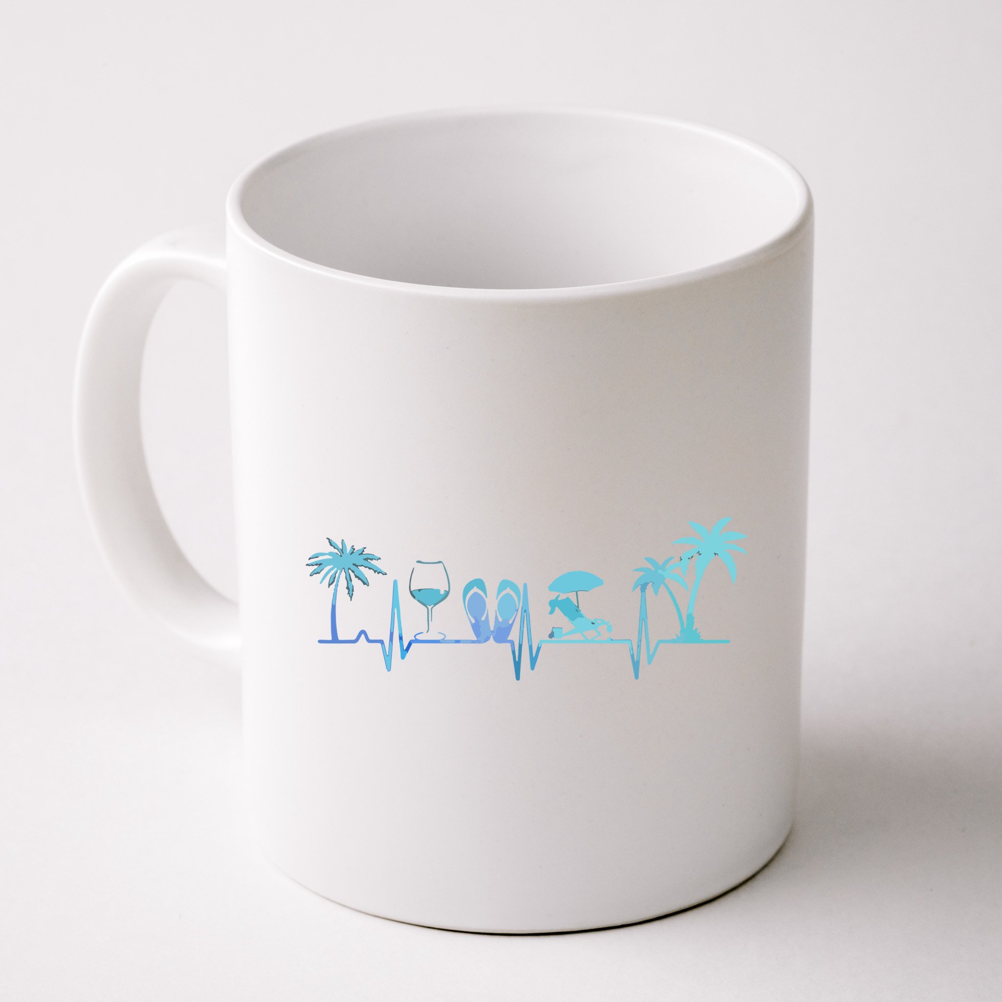Heartbeat Palm Tree Wine Glass Flipp Flop Summer Lover Mug