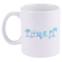 Heartbeat Palm Tree Wine Glass Flipp Flop Summer Lover 11oz C Handle Ceramic Mug
