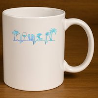 Heartbeat Palm Tree Wine Glass Flipp Flop Summer Lover 11oz C Handle Ceramic Mug
