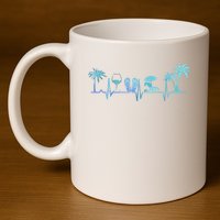 Heartbeat Palm Tree Wine Glass Flipp Flop Summer Lover 11oz C Handle Ceramic Mug