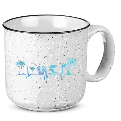 Heartbeat Palm Tree Wine Glass Flipp Flop Summer Lover 15oz Campfire Ceramic Mug