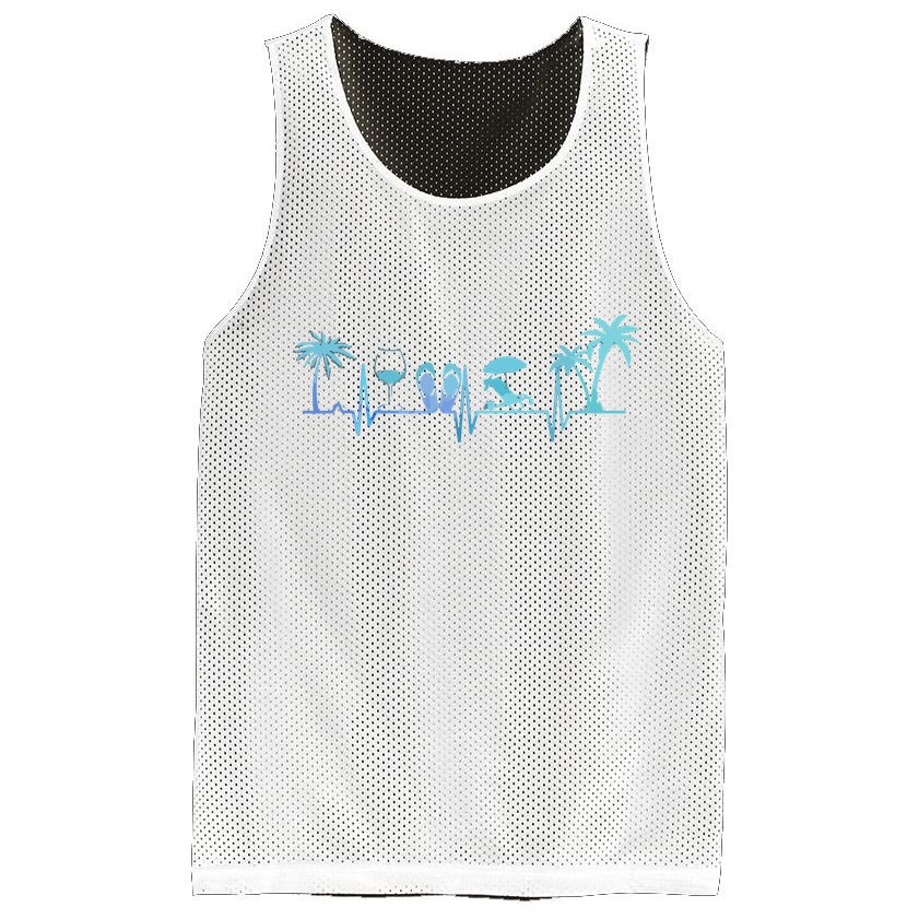 Heartbeat Palm Tree Wine Glass Flipp Flop Summer Lover Mesh Reversible Basketball Jersey Tank