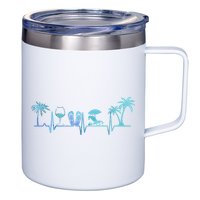 Heartbeat Palm Tree Wine Glass Flipp Flop Summer Lover 12oz Stainless Steel Coffee Mug