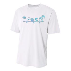 Heartbeat Palm Tree Wine Glass Flipp Flop Summer Lover Performance Sprint T-Shirt