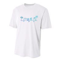 Heartbeat Palm Tree Wine Glass Flipp Flop Summer Lover Youth Performance Sprint T-Shirt