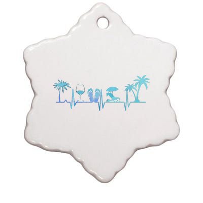 Heartbeat Palm Tree Wine Glass Flipp Flop Summer Lover Ceramic Star Ornament