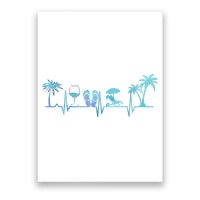 Heartbeat Palm Tree Wine Glass Flipp Flop Summer Lover Poster
