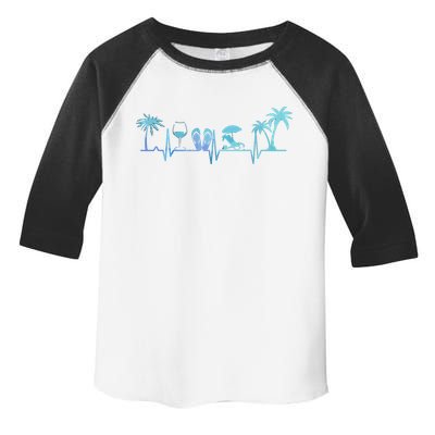 Heartbeat Palm Tree Wine Glass Flipp Flop Summer Lover Toddler Fine Jersey T-Shirt