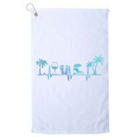 Heartbeat Palm Tree Wine Glass Flipp Flop Summer Lover Golf Towel