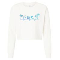 Heartbeat Palm Tree Wine Glass Flipp Flop Summer Lover Cropped Pullover Crew