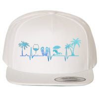 Heartbeat Palm Tree Wine Glass Flipp Flop Summer Lover Wool Snapback Cap