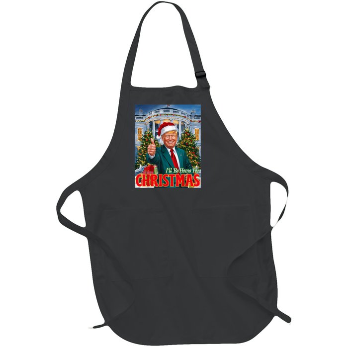 Holiday President Trump Back ILl Be Home For Christmas Full-Length Apron With Pockets