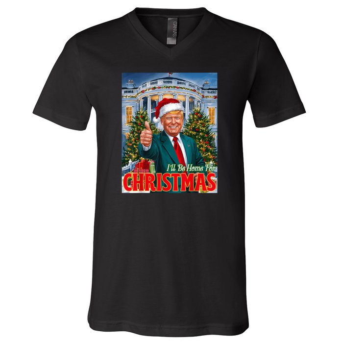 Holiday President Trump Back ILl Be Home For Christmas V-Neck T-Shirt