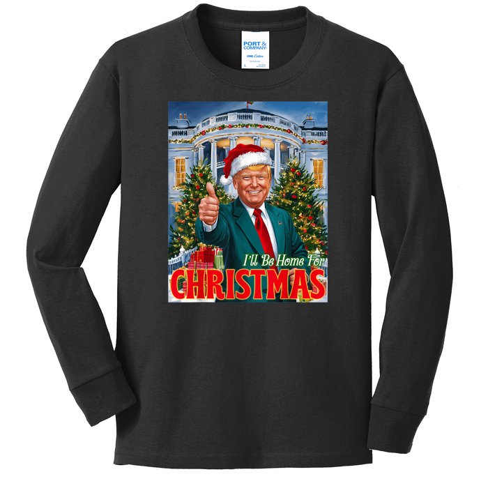 Holiday President Trump Back ILl Be Home For Christmas Kids Long Sleeve Shirt