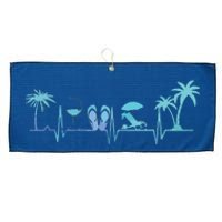 Heartbeat Palm Tree Wine Glass Flipp Flop Summer Lover Large Microfiber Waffle Golf Towel