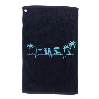 Heartbeat Palm Tree Wine Glass Flipp Flop Summer Lover Platinum Collection Golf Towel