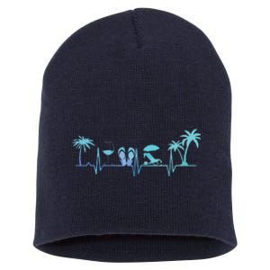 Heartbeat Palm Tree Wine Glass Flipp Flop Summer Lover Short Acrylic Beanie