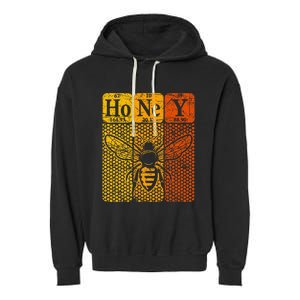 Honey Periodic Table Elements Beekeeper Retro Apiarist Garment-Dyed Fleece Hoodie