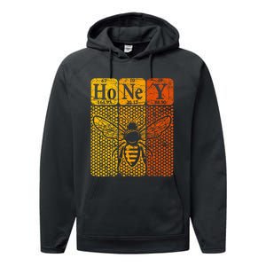 Honey Periodic Table Elements Beekeeper Retro Apiarist Performance Fleece Hoodie