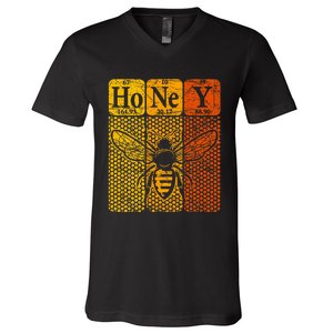 Honey Periodic Table Elements Beekeeper Retro Apiarist V-Neck T-Shirt