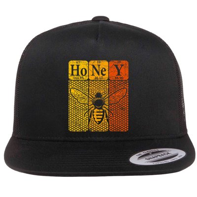 Honey Periodic Table Elements Beekeeper Retro Apiarist Flat Bill Trucker Hat