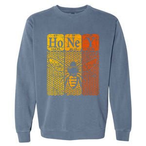 Honey Periodic Table Elements Beekeeper Retro Apiarist Garment-Dyed Sweatshirt