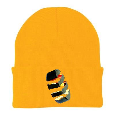 Hockey Puck Tear Knit Cap Winter Beanie