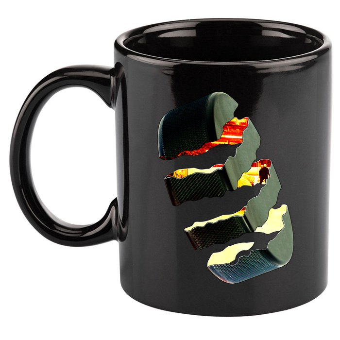 Hockey Puck Tear 11oz C Handle Ceramic Mug