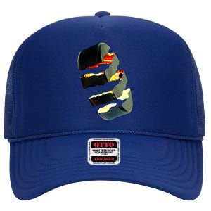 Hockey Puck Tear High Crown Mesh Back Trucker Hat