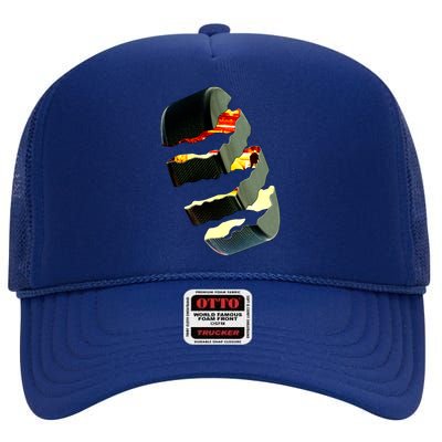 Hockey Puck Tear High Crown Mesh Back Trucker Hat