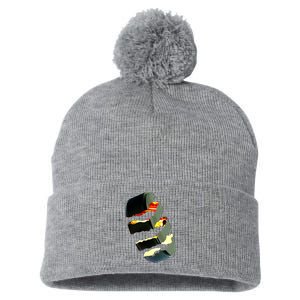 Hockey Puck Tear Pom Pom 12in Knit Beanie