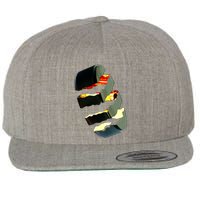 Hockey Puck Tear Wool Snapback Cap