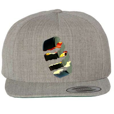 Hockey Puck Tear Wool Snapback Cap