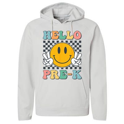 Hello PreK Teachers Smile Team Pre K Back to School Performance Fleece Hoodie