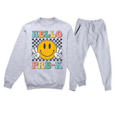 Hello PreK Teachers Smile Team Pre K Back to School Premium Crewneck Sweatsuit Set