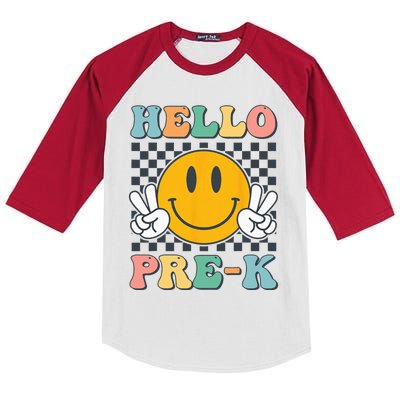 Hello PreK Teachers Smile Team Pre K Back to School Kids Colorblock Raglan Jersey