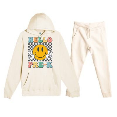 Hello PreK Teachers Smile Team Pre K Back to School Premium Hooded Sweatsuit Set