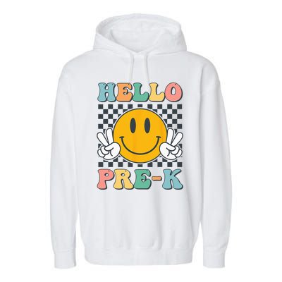 Hello PreK Teachers Smile Team Pre K Back to School Garment-Dyed Fleece Hoodie