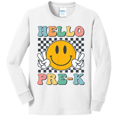 Hello PreK Teachers Smile Team Pre K Back to School Kids Long Sleeve Shirt